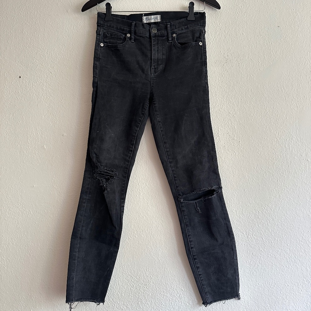 Madewell Ripped Knee Black Skinny Jeans